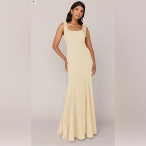 Revelry Pale Yellow “Nicole” Bridesmaid Dress